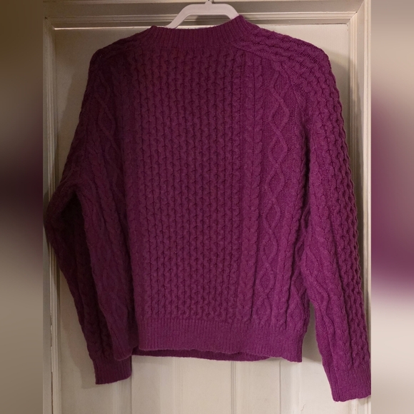 Ann Taylor Cable Knit Rich Purple Sweater - Picture 2 of 4